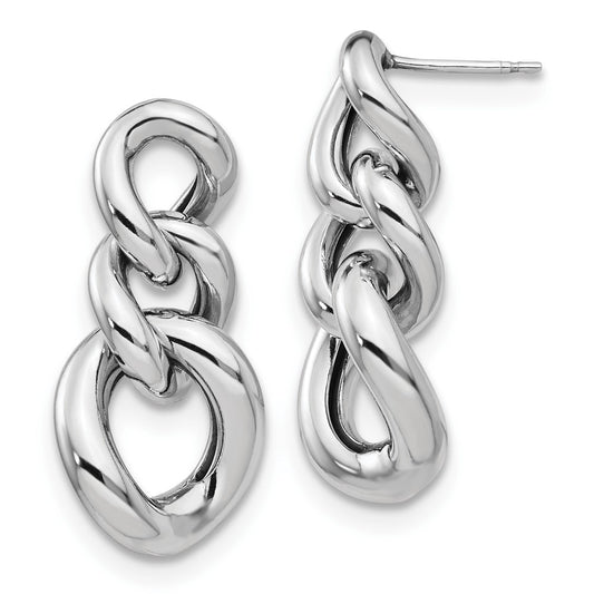 Sterling Silver RH-plated Polished Post Dangle Earrings