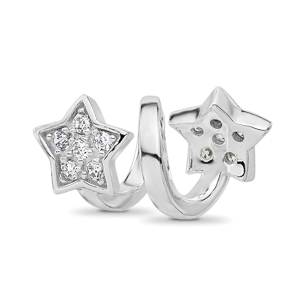 Sterling Silver Reflections Rhodium-plated CZ Star Twist Bead