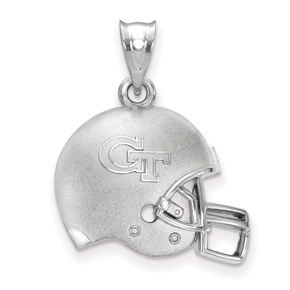 Sterling Silver LogoArt Official Licensed Collegiate Georgia Institute of Tech 3D Football helmet w/Logo
