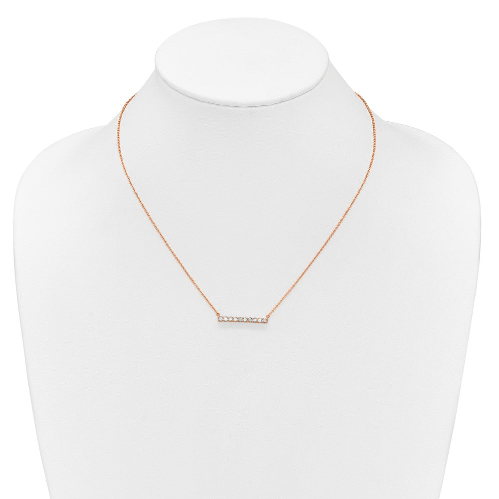 14k Rose Gold 1/2 carat Lab Grown Diamond VS/SI+ G+ 18 inch Bar Necklace
