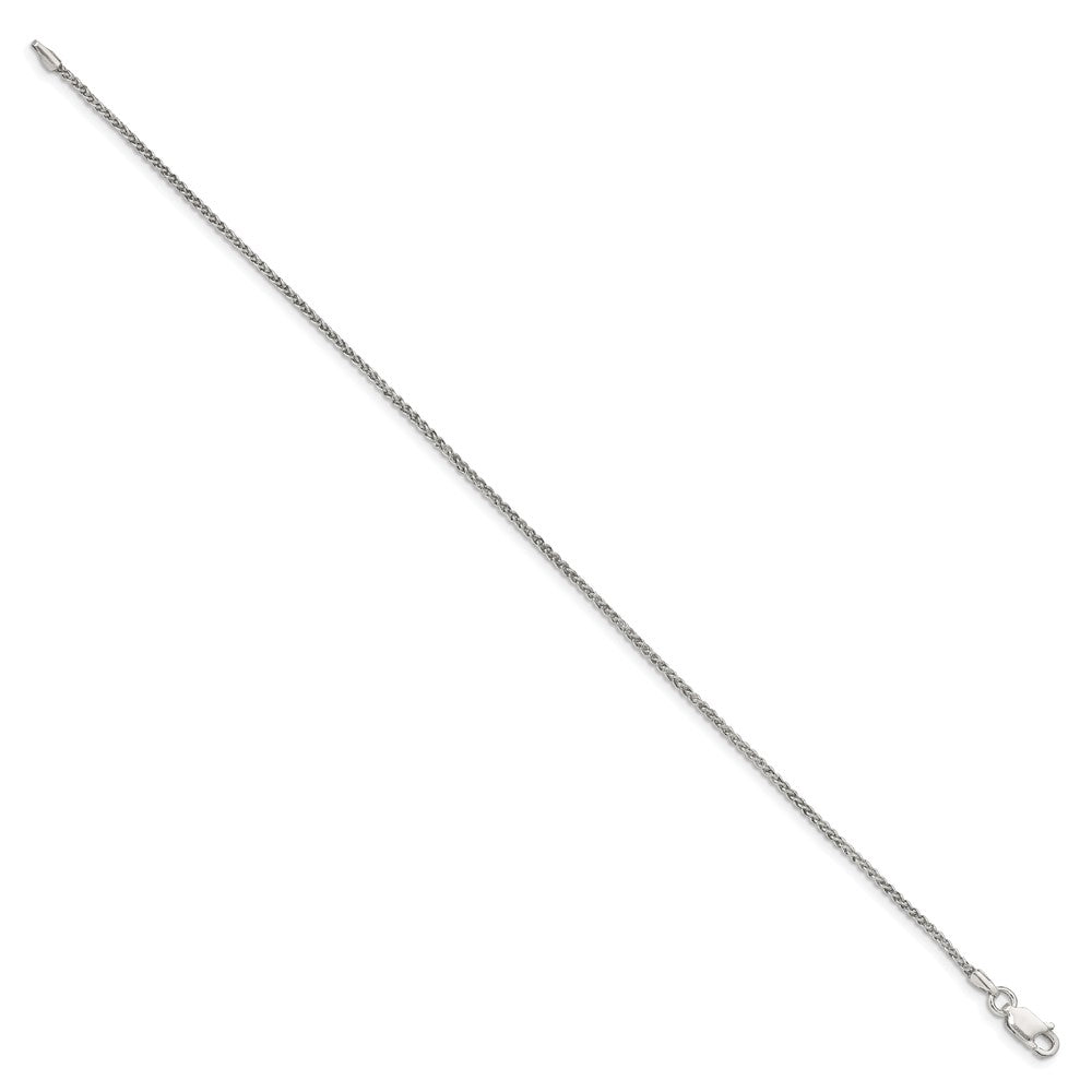 Sterling Silver 1.5mm Round Spiga Chain Anklet 10 inches