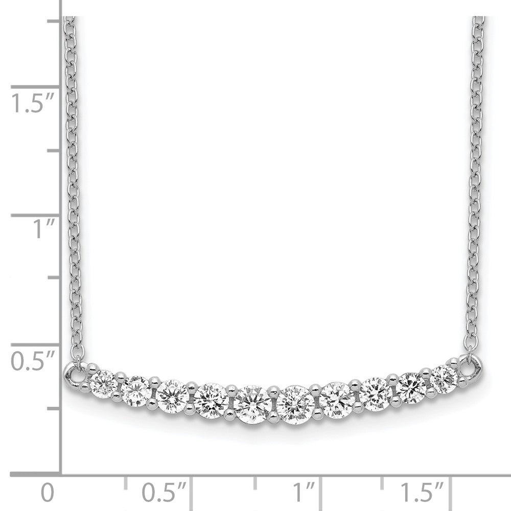 Sterling Silver Rhodium-plated CZ Bar w/ 2in ext. Necklace 16 Inches