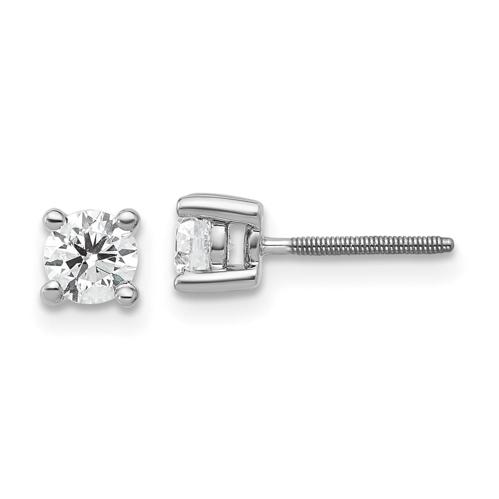 14k White Gold 1/2 ctw Lab Grown Diamond VS/SI+ G+ Round 4 Prong Heavy Wt. Screwback Stud Earrings