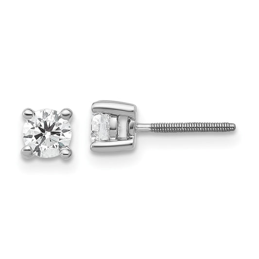 14k White Gold 1/2 ctw Lab Grown Diamond VS/SI+ G+ Round 4 Prong Heavy Wt. Screwback Stud Earrings