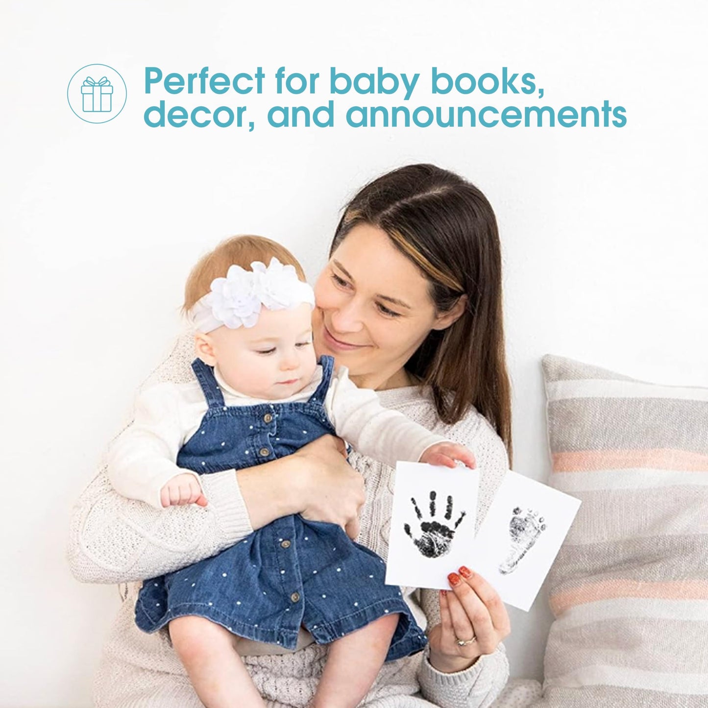 Pearhead Newborn Handprint or Footprint Clean-Touch Ink Pad, 2 Uses, Black