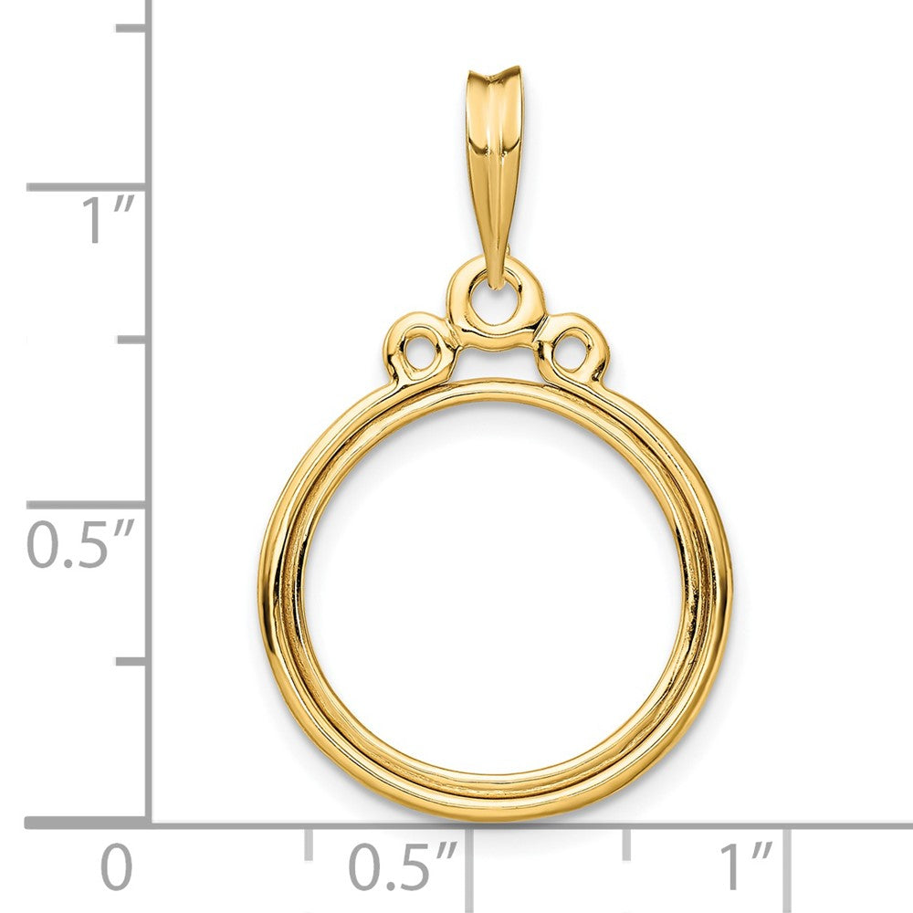 Wideband Distinguished Coin Jewelry 14k Polished Triple Circle Top 16.5mm Prong Coin Bezel Pendant