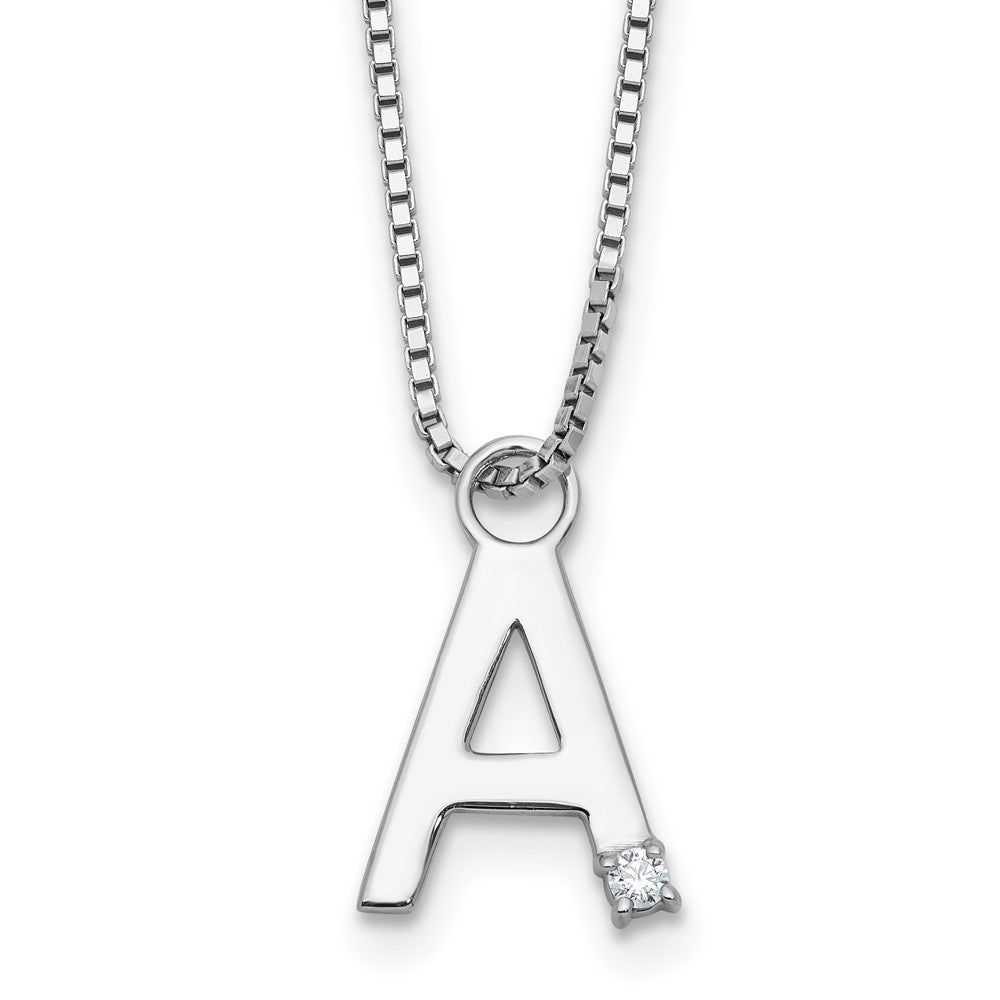 White Ice Sterling Silver Rhodium-plated 18 inch Diamond Letter A Initial Necklace plus 2 inch Extender 18 Inches
