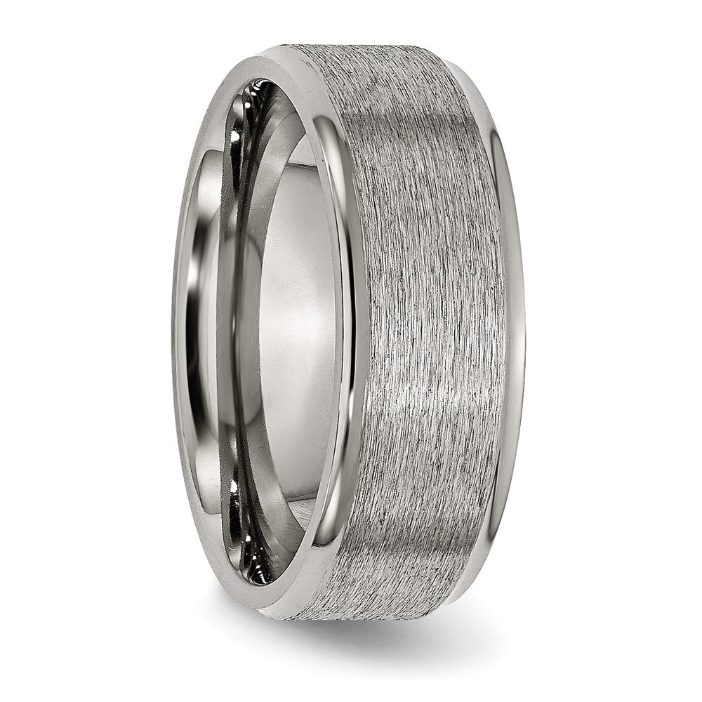 Titanium Brushed Center 8mm Ridged Edge Band Size - 14.5