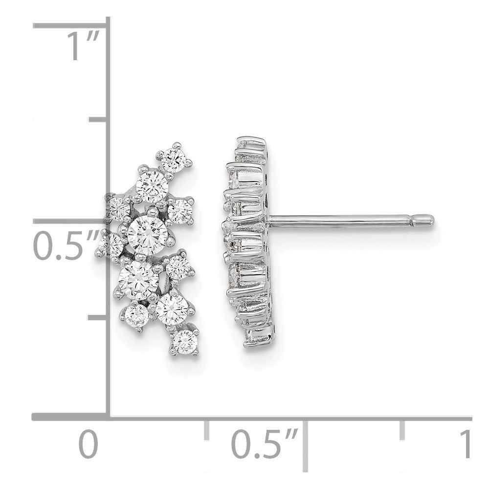 Cheryl M Sterling Silver Rhodium-plated Brilliant-cut CZ Cluster Post Dangle Earrings