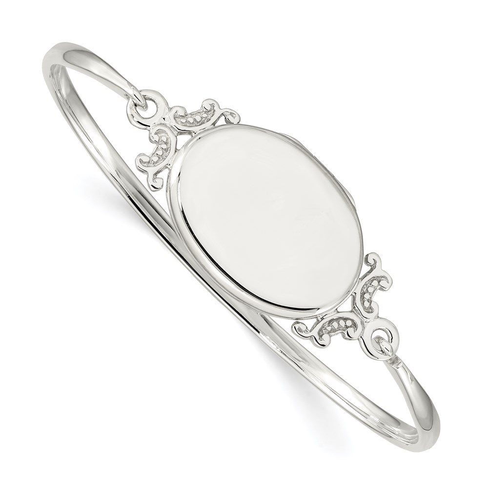 Sterling Silver 26mm Oval Locket Bangle 7 inches