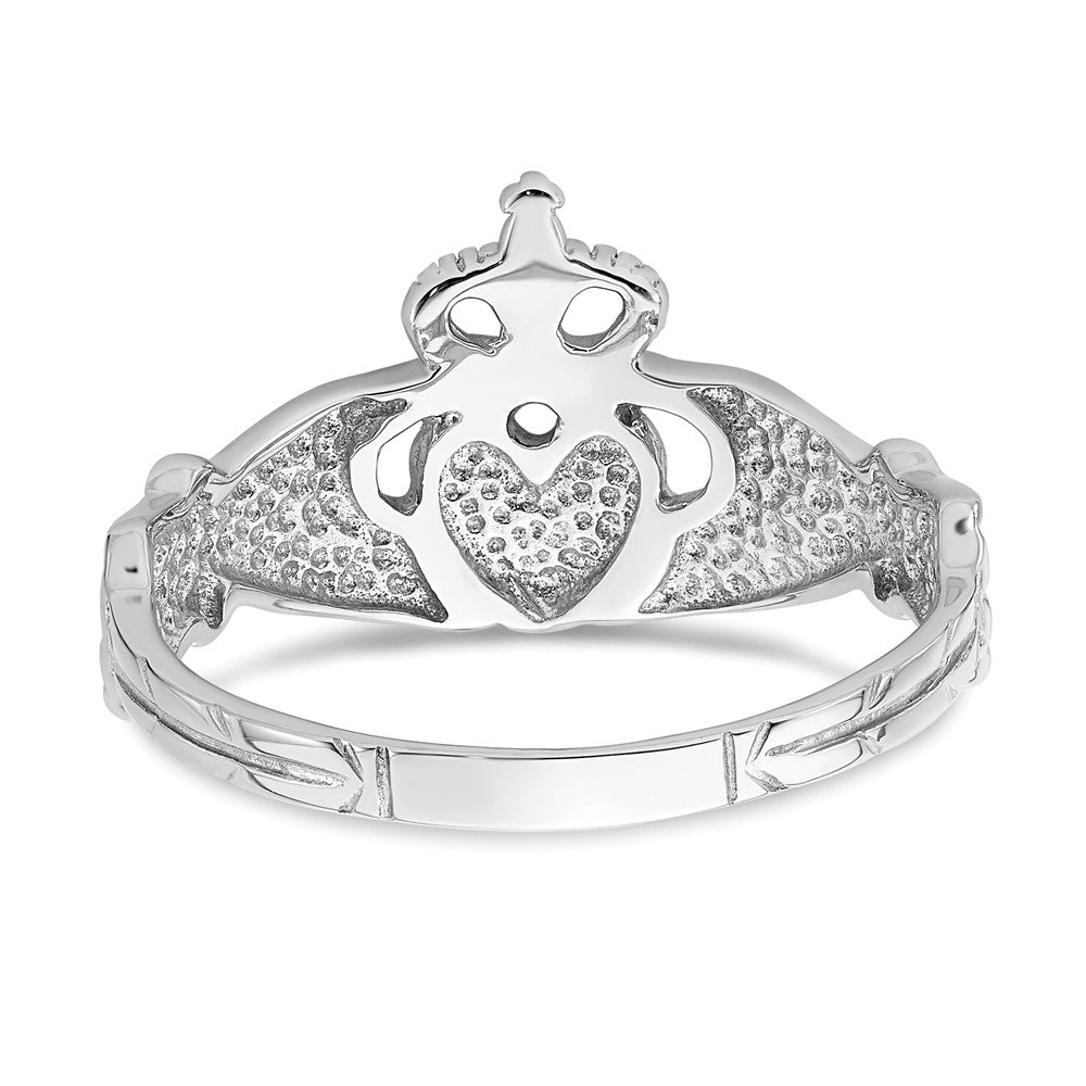 14k White Gold Polished Claddagh Ring Size 7