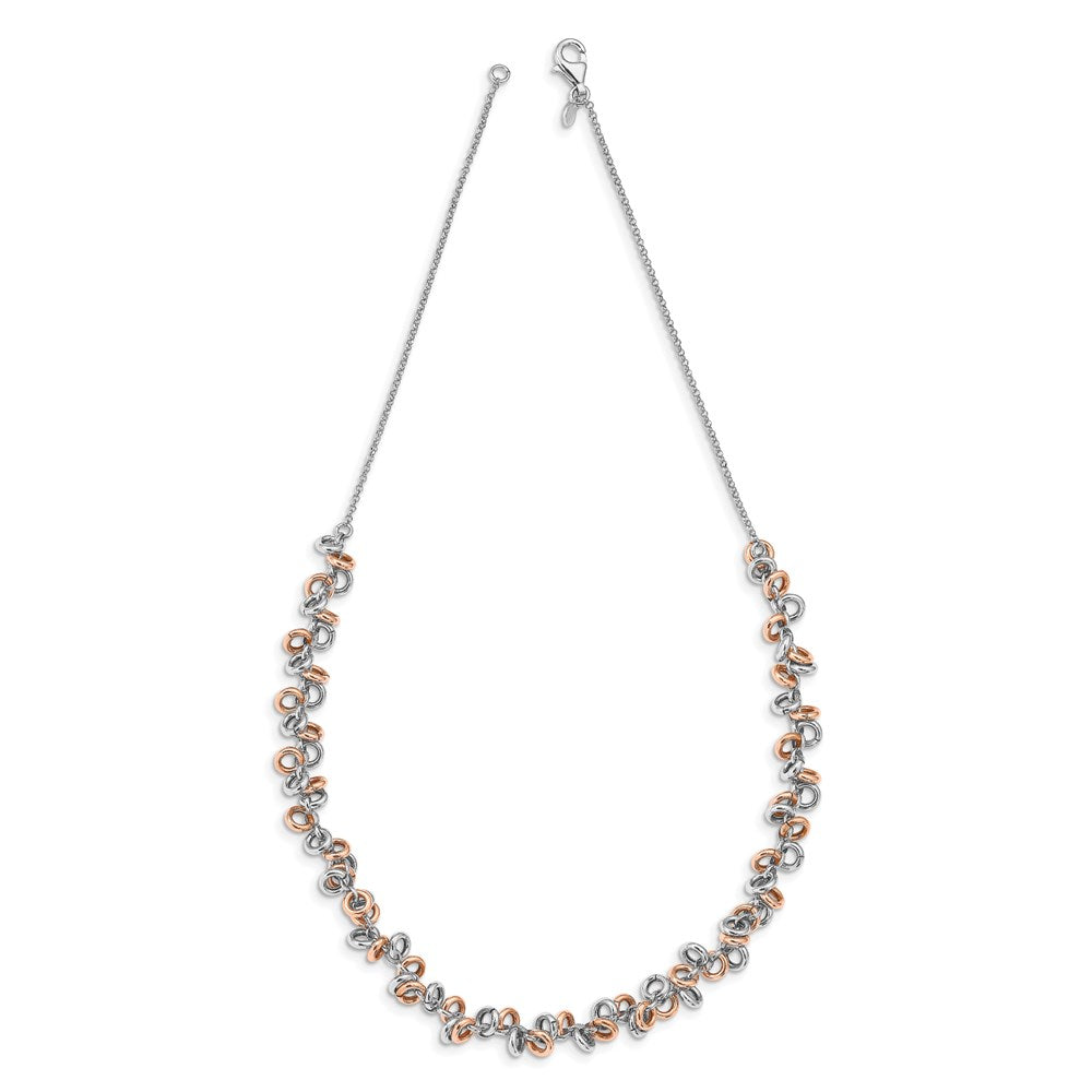 Sterling Silver Rose-plated and White Necklace