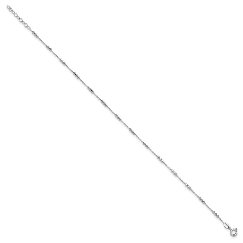 SS RH-plated Polished  Bead Station 9in Plus 1in ext. Anklet