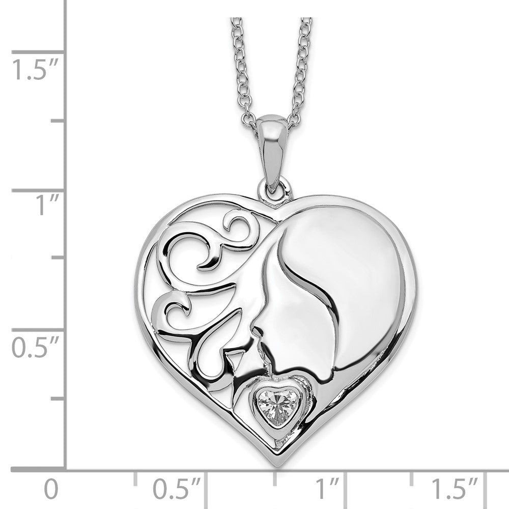 Sentimental Expressions Sterling Silver Rhodium-plated CZ My Daughter, My Heart's Treasure 18in Necklace 18 Inches