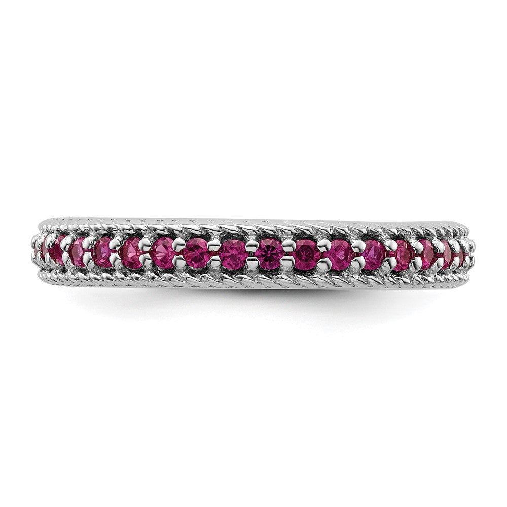 Sterling Silver Stackable Expressions Polished Created Ruby Eternity Ring Size -7