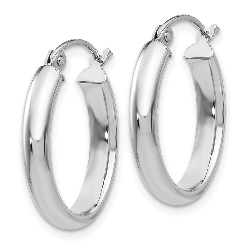 10k White Gold Polished 3.75mm Oval Tube Hoop Earrings