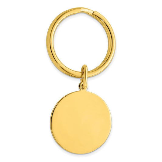 Gold Plated Solid Polished Round Key Ring - .2 Grams - Key Chain for Men