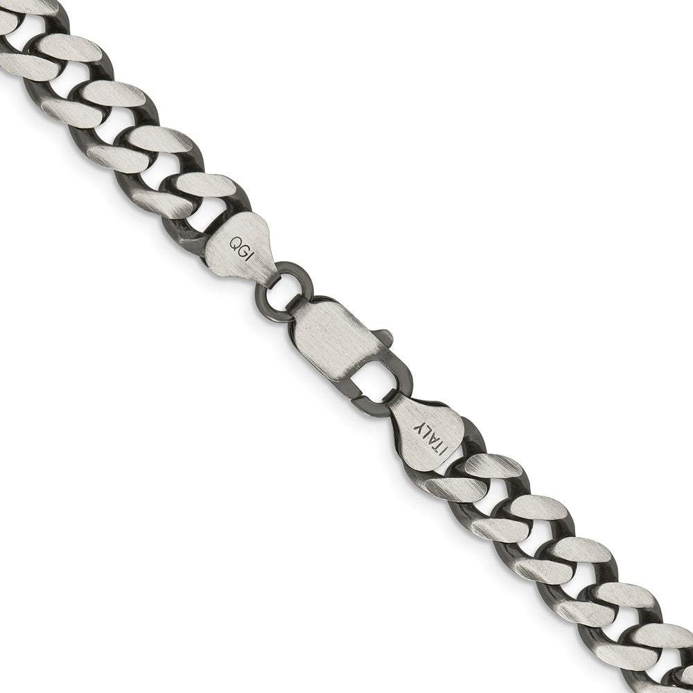 Sterling Silver Antiqued 9.3mm Curb Chain 28 Inches
