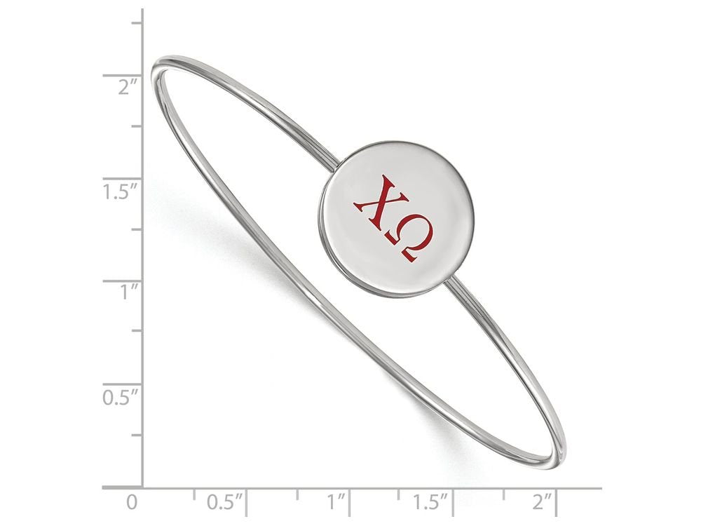 Sterling Silver Official Licensed Greek Sororities 7in Chi Omega (??) Enameled Slip-on Bangle