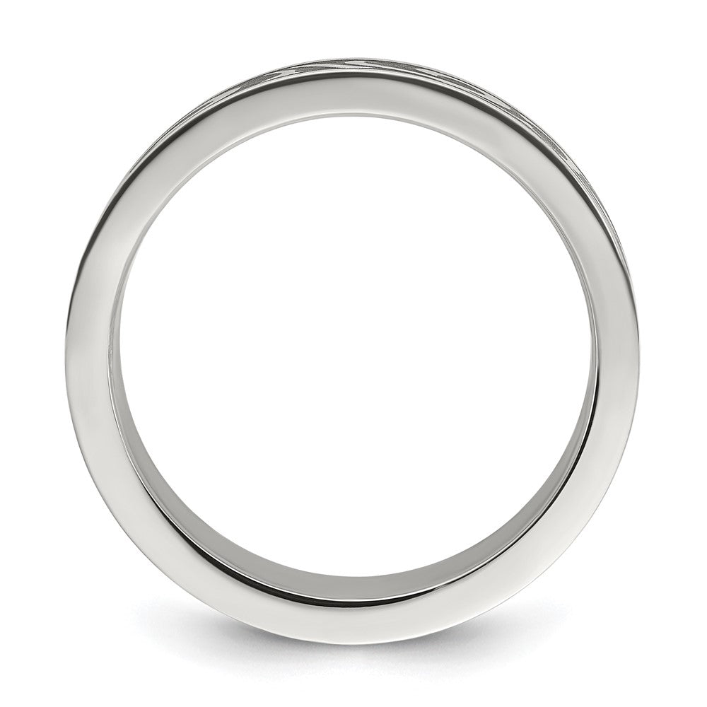 Stainless Steel Brushed Enameled Swirl Design 7mm Band Size - 9