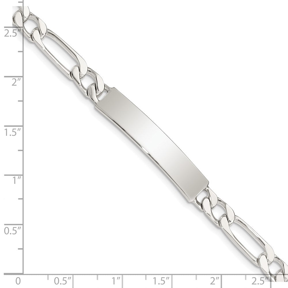 Sterling Silver 7inch Polished Engraveable Figaro Link ID Bracelet 7 inches