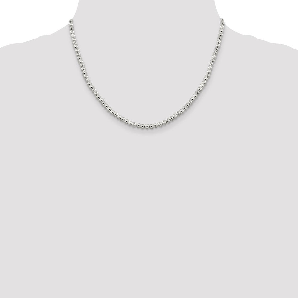 Sterling Silver 4mm Beads on Box Chain 18 Inches