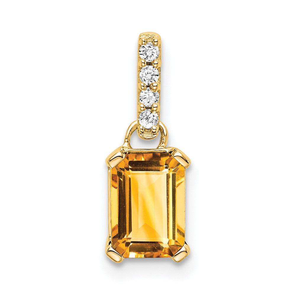 14K Citrine and Diamond Pendant