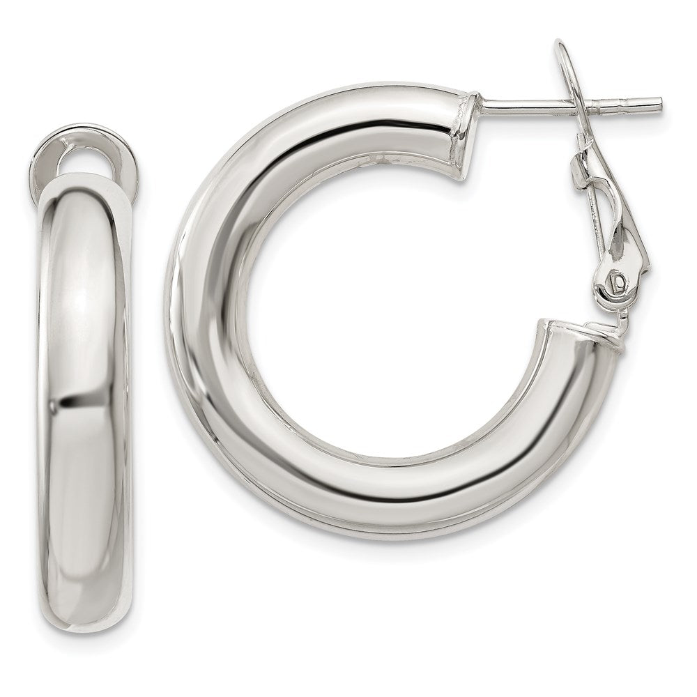 Sterling Silver Rhodium Plated 4.25x35 Hoop Earrings