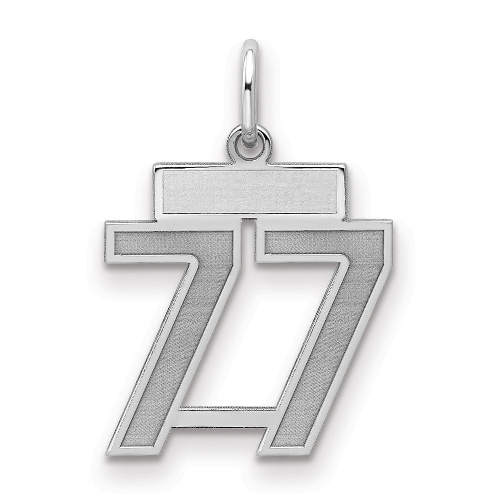 Sterling Silver/Rhodium-plated Satin Number 77 Charm