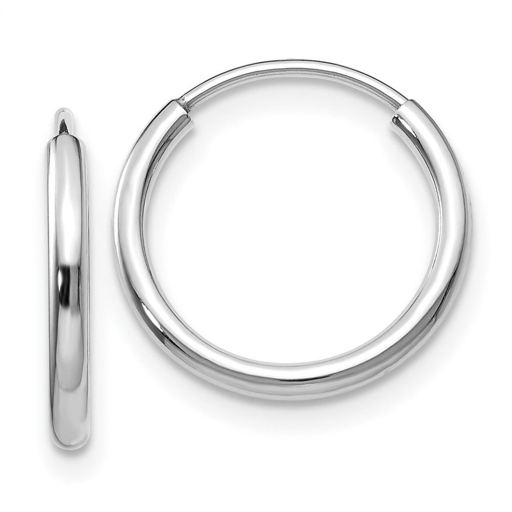 14K White Gold 1.2mm Polished Endless Hoop Earrings