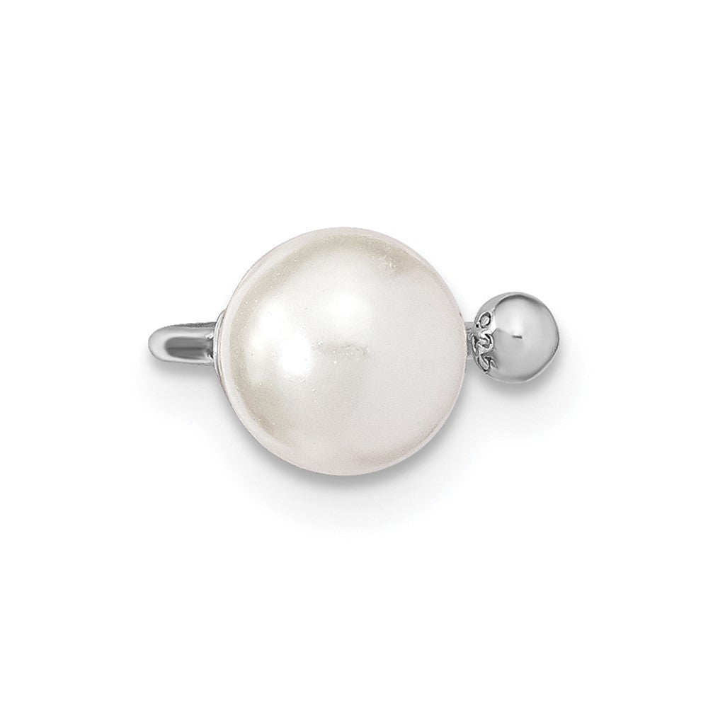 Sterling Silver Rhodium-plated Polished Mother of Pearl Single Cuff Earring