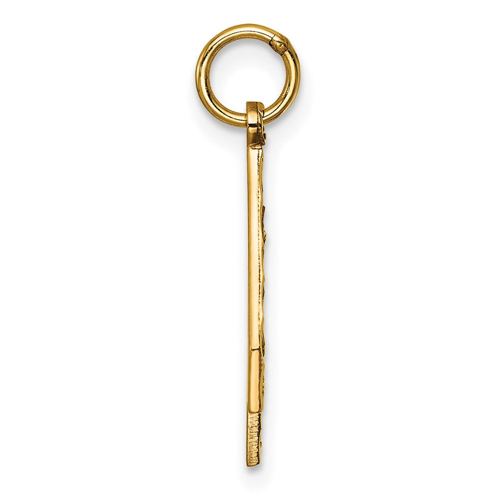 14k Large Brushed Diamond-cut Number 4 Charm