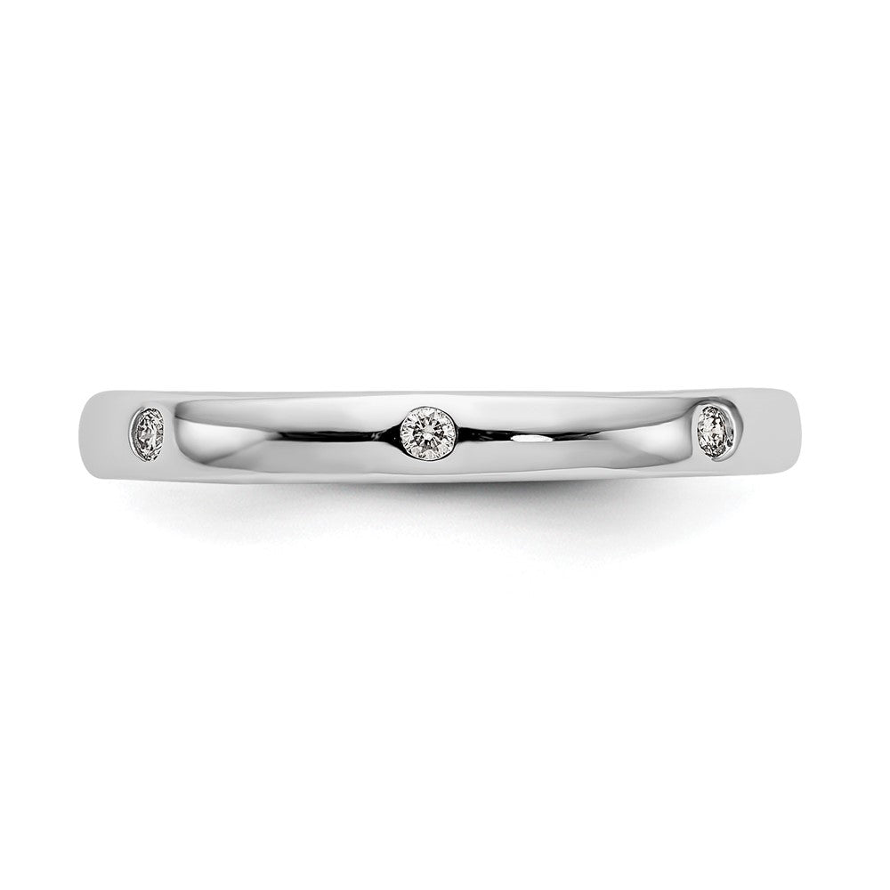 14k White Gold Polished Size 7.5 Bezel-set 1/10 carat Diamond Complete Eternity Band