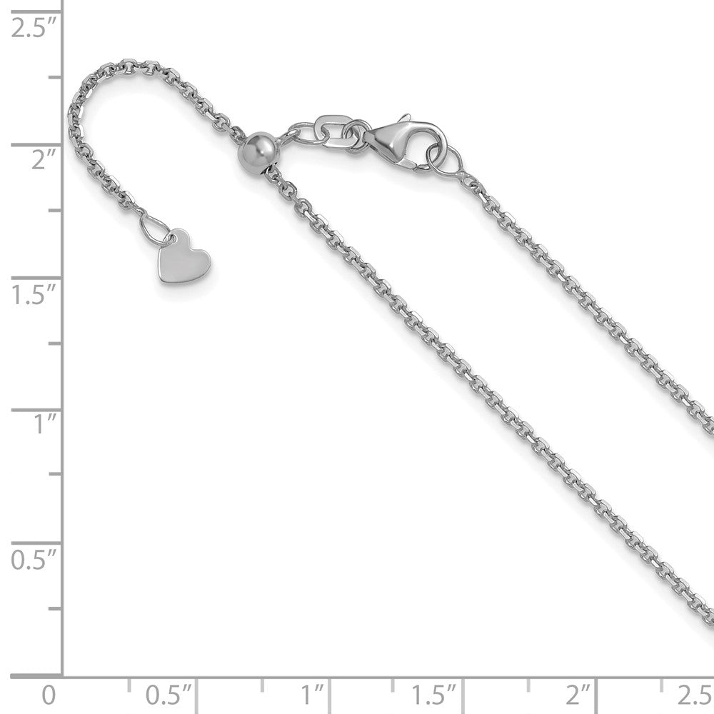 14K White Gold Adjustable  1.4mm D/C Cable Chain