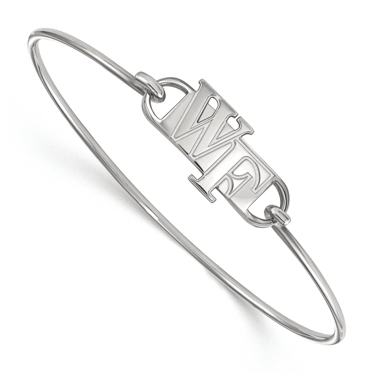 LogoArt Sterling Silver Wake Forest University Small Ctr Wire Bangle