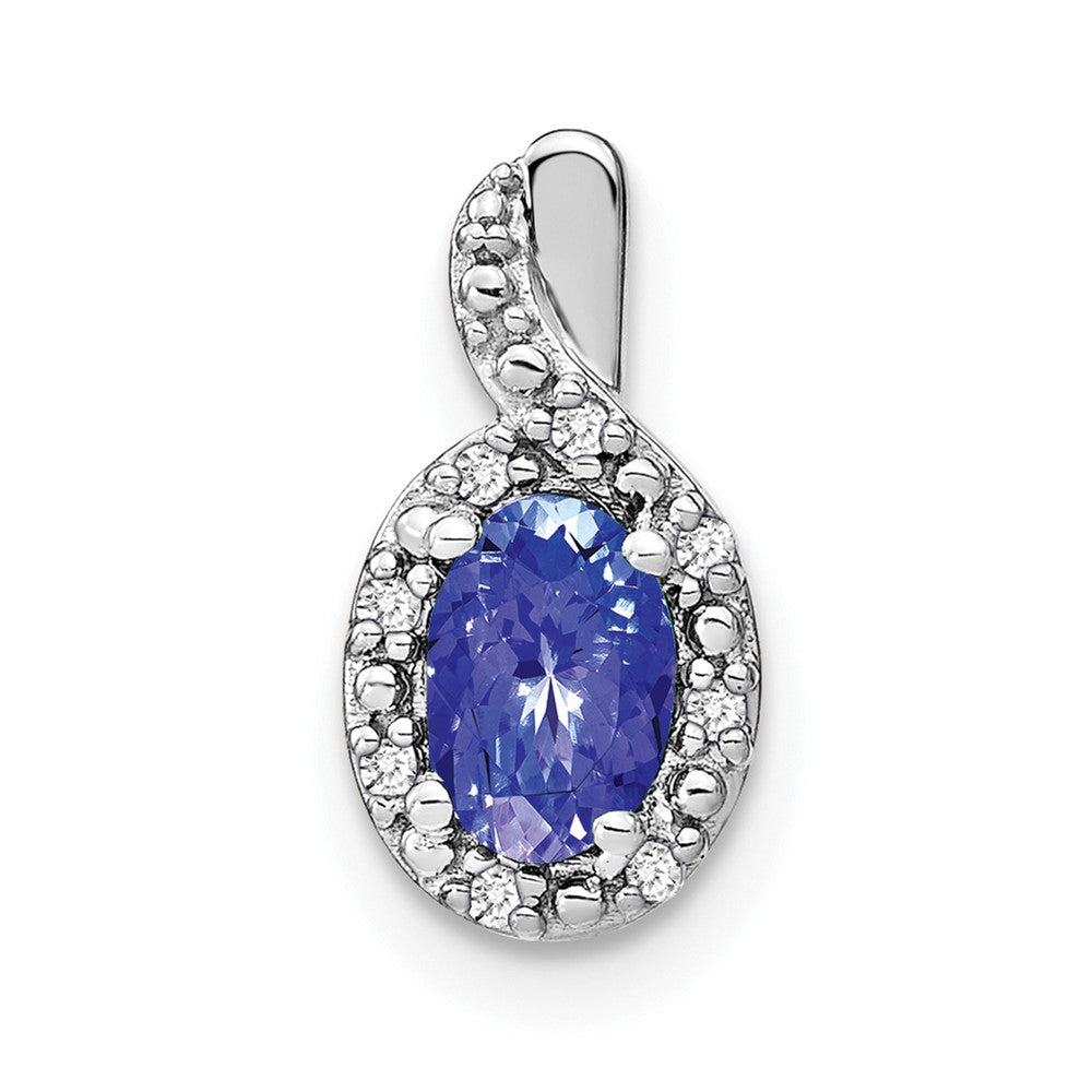 14k White Gold Oval Tanzanite and Diamond Pendant
