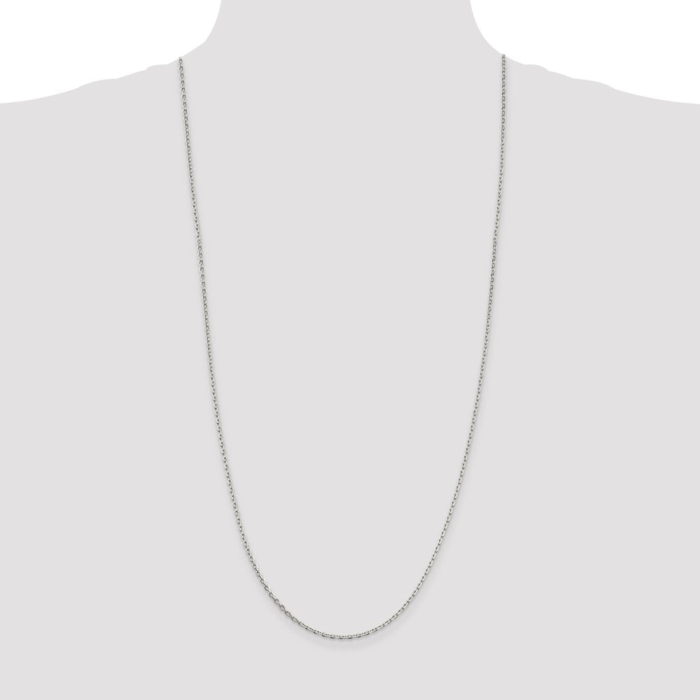 Sterling Silver Rhodium-plated 2mm Beveled Oval Cable Chain 30 Inches