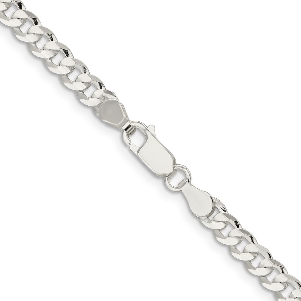 Sterling Silver 4.5mm Concave Beveled Curb Chain 18 Inches