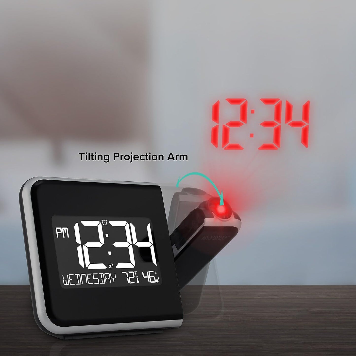 La Crosse Technology Projection Alarm Clock with Indoor Temperature & Humidity, 616-1412
