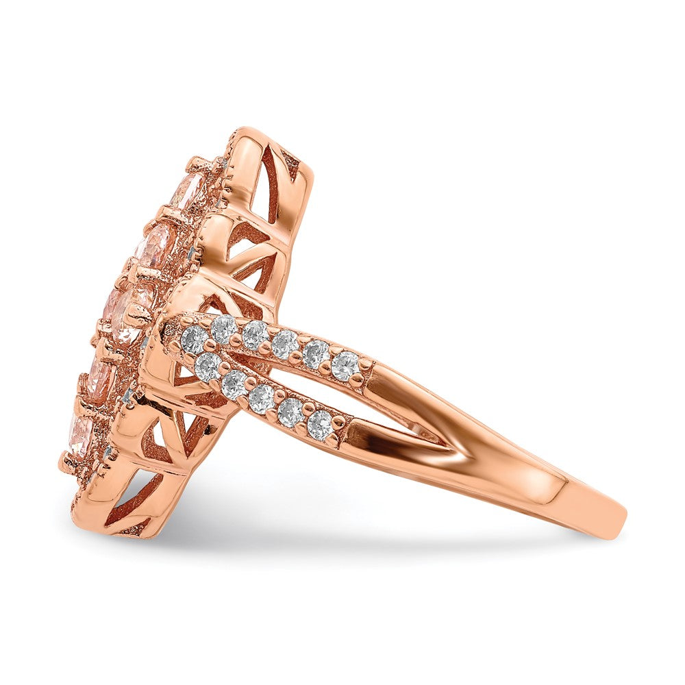 Sterling Silver Rose Gold-plated Imitation PinkSapphire/CZ Ring