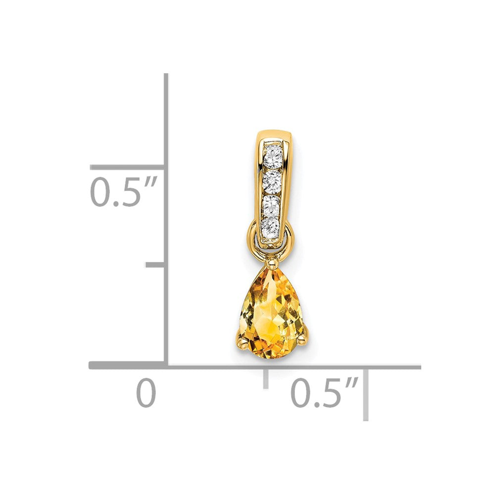 14K 6x4 Pear November/Citrine and Diamond Pendant