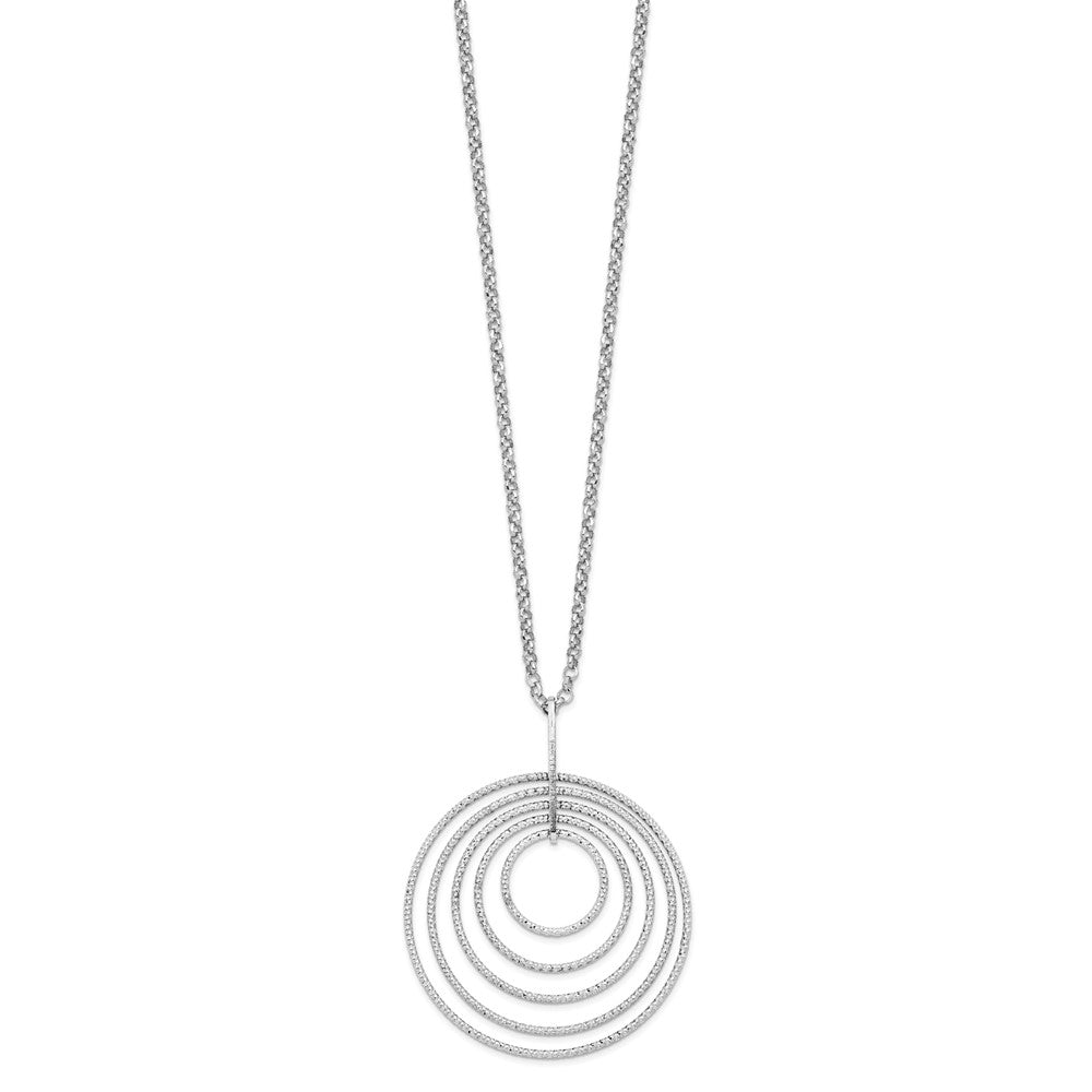 Sterling Silver Rhodium-plated D/C Multi-Circles w/2in ext Necklace 18 Inches