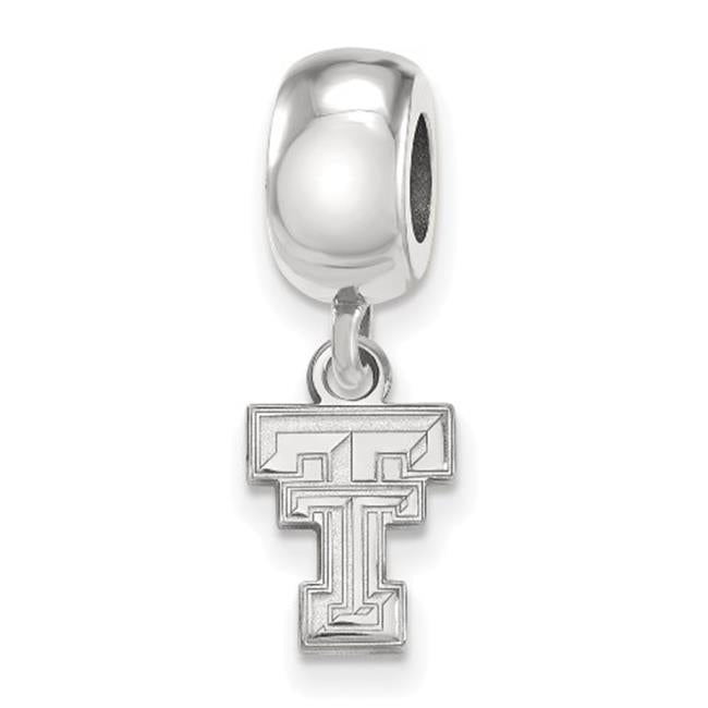 Sterling Silver Rhodium-plated LogoArt Texas Tech University T-T Extra Small Dangle Bead Charm