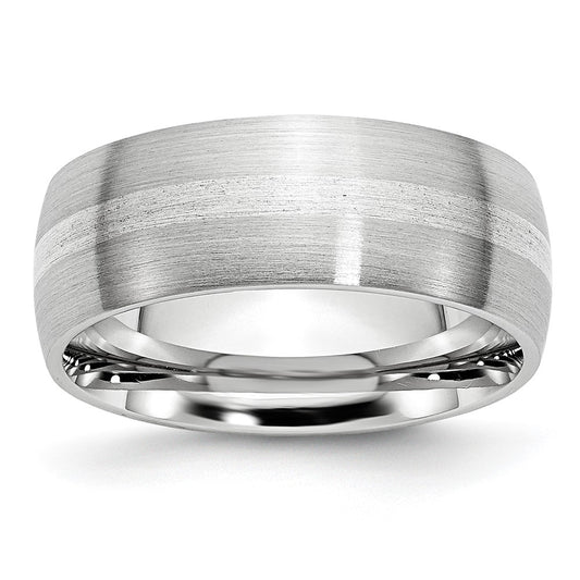Cobalt Sterling Silver Inlay Satin 8mm Band Size - 8.5