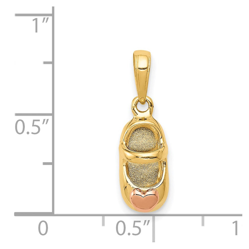 14k  3D Two-tone Baby Shoe Charm