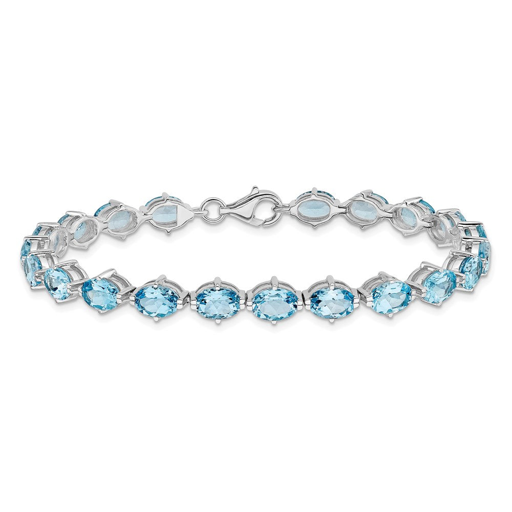 Sterling Silver Rhodium-plated Swiss Blue Topaz Bracelet 7 inches