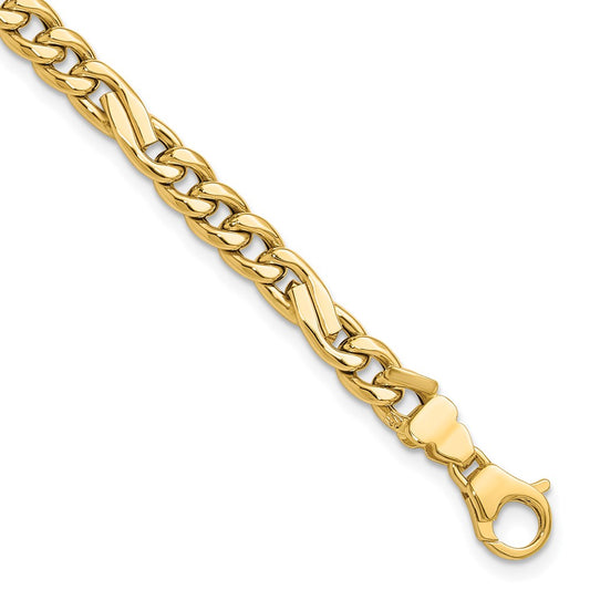 14K Polished Fancy Figaro Link Bracelet 7.5  inches