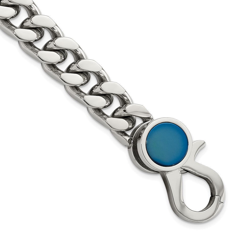 Stainless Steel Polished Blue IP-plated Link 8in Bracelet 8 inches