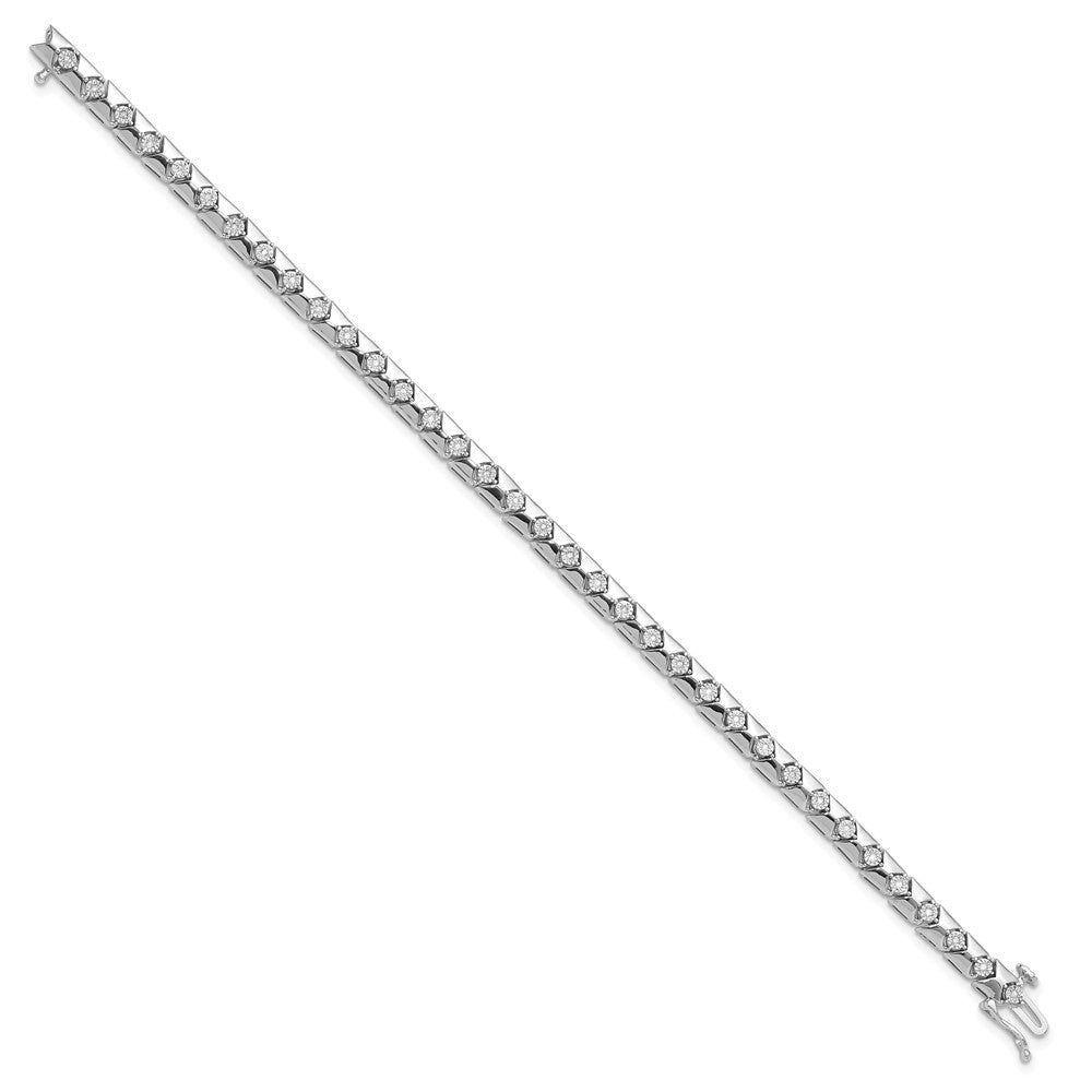 Sterling Silver Rhodium Plated Diamond Bracelet 7 inches