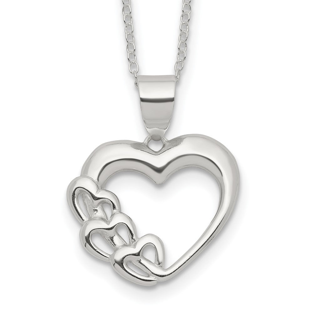 Sterling Silver Rhodium-plated Heart Necklace 16 Inches